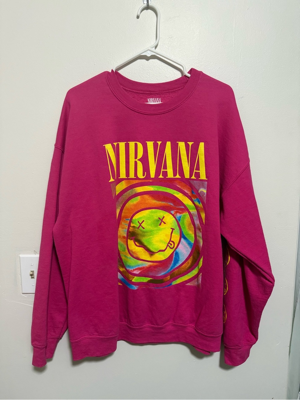 NIRVANA Hot Pink Smiley Logo Sweatshirt